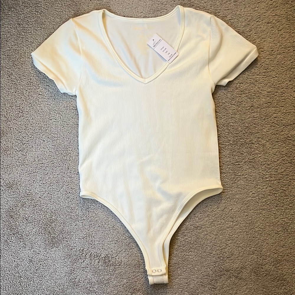 Cream Short Sleeve Bodysuit